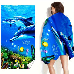 Dolphin Beach Towel Microfiber Soft Absorbent Lightweight Towel