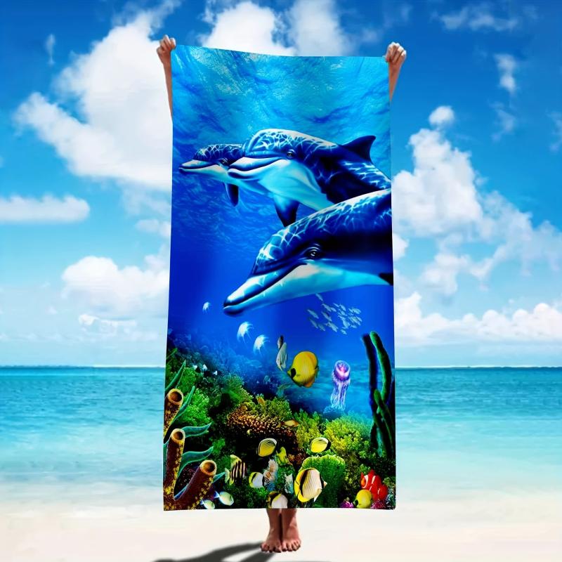 Dolphin Beach Towel Microfiber Soft Absorbent Lightweight Towel
