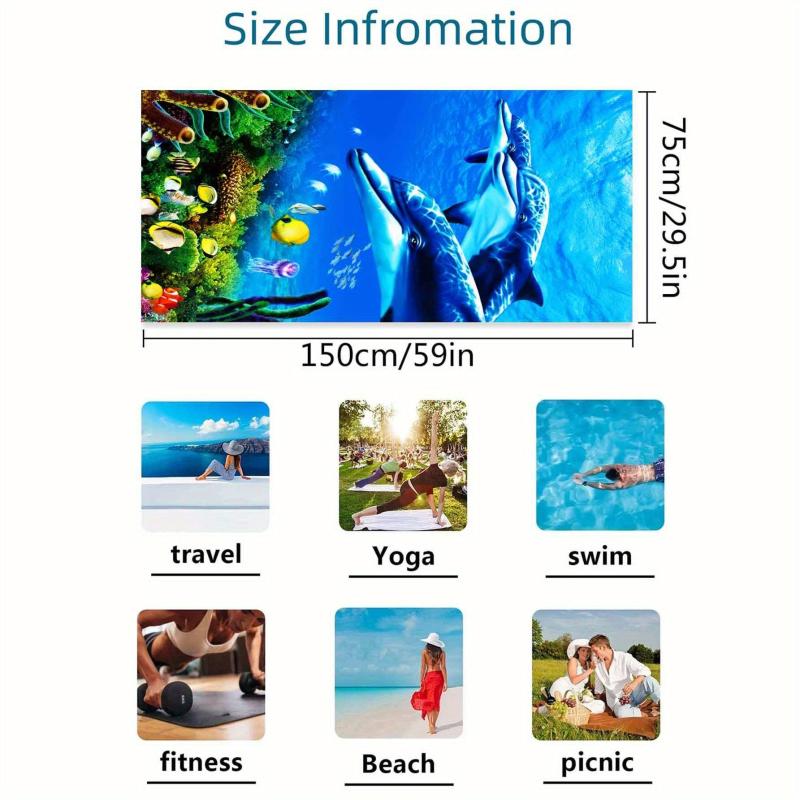 Dolphin Beach Towel Microfiber Soft Absorbent Lightweight Towel