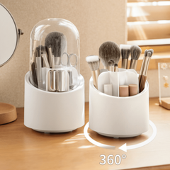 360 Rotating Makeup Brush Storage Box Portable Desktop Organizer
