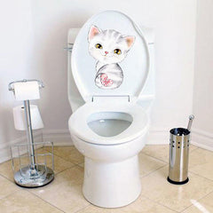 1pc Cartoon Kitten Toilet Stickers Self Adhesive Bathroom Decor