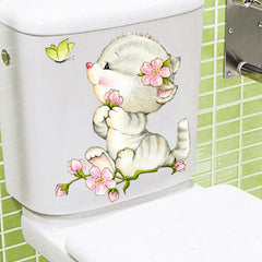 1pc Cartoon Kitten Toilet Stickers Self Adhesive Bathroom Decor