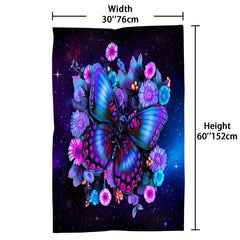 Purple Butterfly Beach Towel Rectangular Outdoor Sports Towel