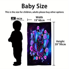 Purple Butterfly Beach Towel Rectangular Outdoor Sports Towel