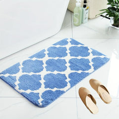 Soft Non-Slip Geometric Bath Rug Absorbent Washable Shower Carpet
