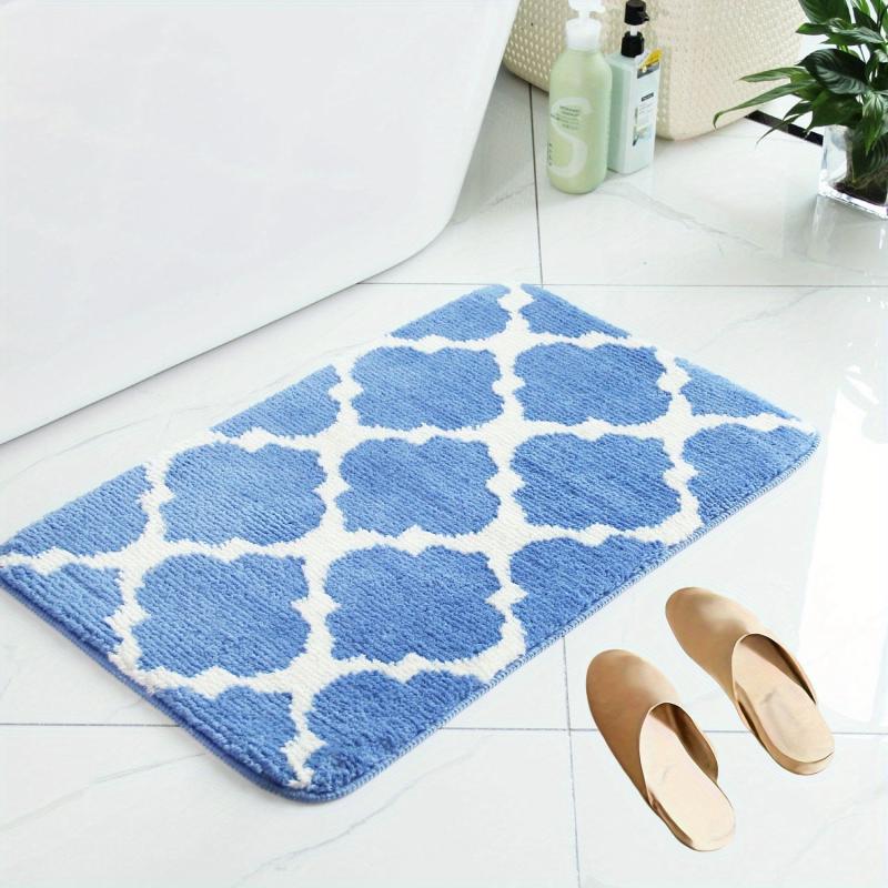 Soft Non-Slip Geometric Bath Rug Absorbent Washable Shower Carpet