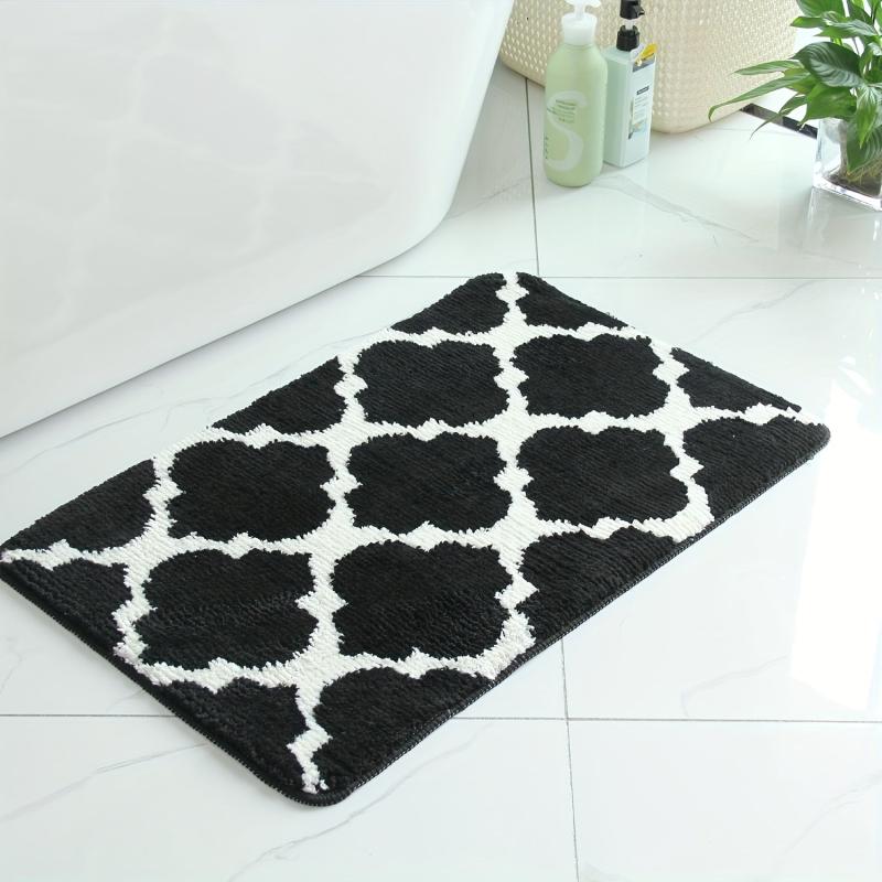 Soft Non-Slip Geometric Bath Rug Absorbent Washable Shower Carpet