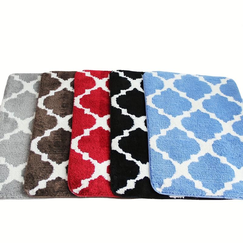 Soft Non-Slip Geometric Bath Rug Absorbent Washable Shower Carpet