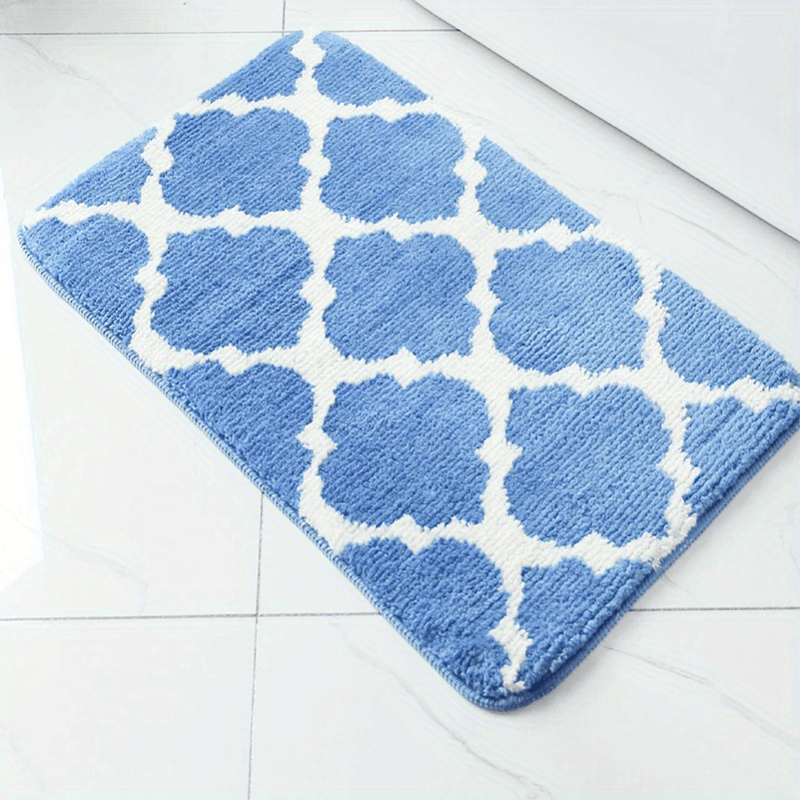 Soft Non-Slip Geometric Bath Rug Absorbent Washable Shower Carpet