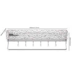 Wall Mount Bathroom Storage Rack with Hooks & Tray