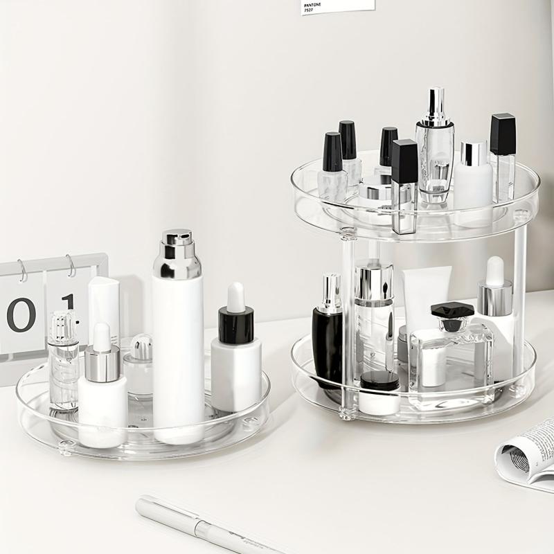 Transparent Rotating Cosmetic Rack Storage Tray Multifunctional Organizer