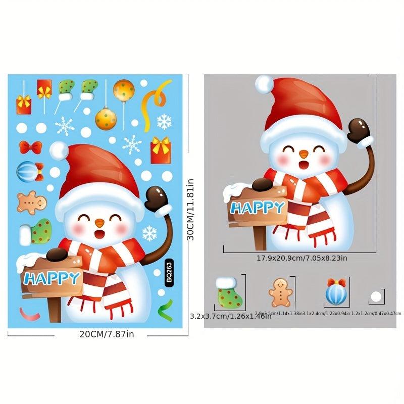 6pcs Christmas Window Sticker Snowman Santa Claus Decoration