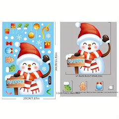 6pcs Christmas Window Sticker Snowman Santa Claus Decoration