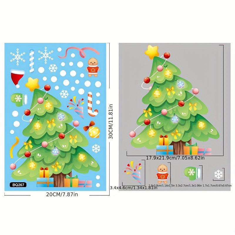 6pcs Christmas Window Sticker Snowman Santa Claus Decoration