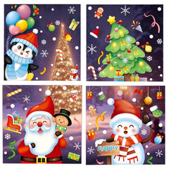 6pcs Christmas Window Sticker Snowman Santa Claus Decoration
