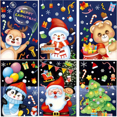 6pcs Christmas Window Sticker Snowman Santa Claus Decoration