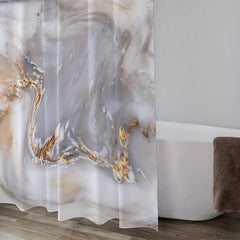 Gray Marble Bathroom Shower Curtain Abstract Modern Waterproof