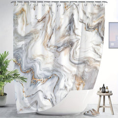 Gray Marble Bathroom Shower Curtain Abstract Modern Waterproof
