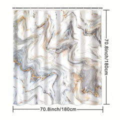 Gray Marble Bathroom Shower Curtain Abstract Modern Waterproof