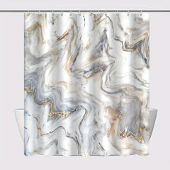 Gray Marble Bathroom Shower Curtain Abstract Modern Waterproof