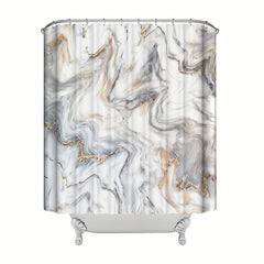 Gray Marble Bathroom Shower Curtain Abstract Modern Waterproof