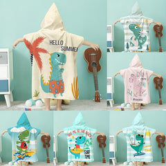 Dinosaur Pattern Kids Hooded Bath Towel Soft Absorbent Bath Robe