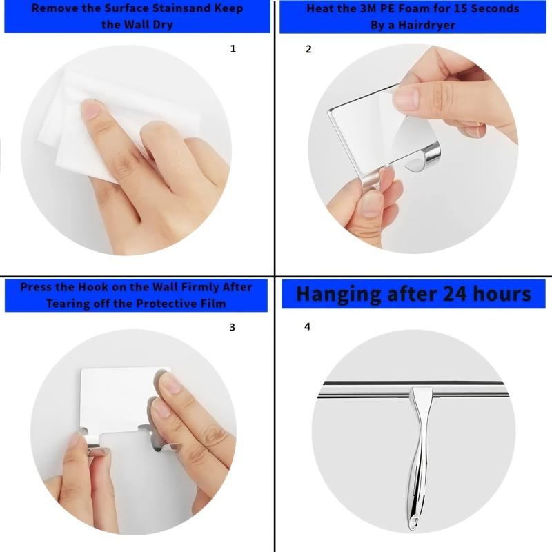 25.4cm Shower Squeegee Anti-Slip Handle Stainless Bathroom Squeegee