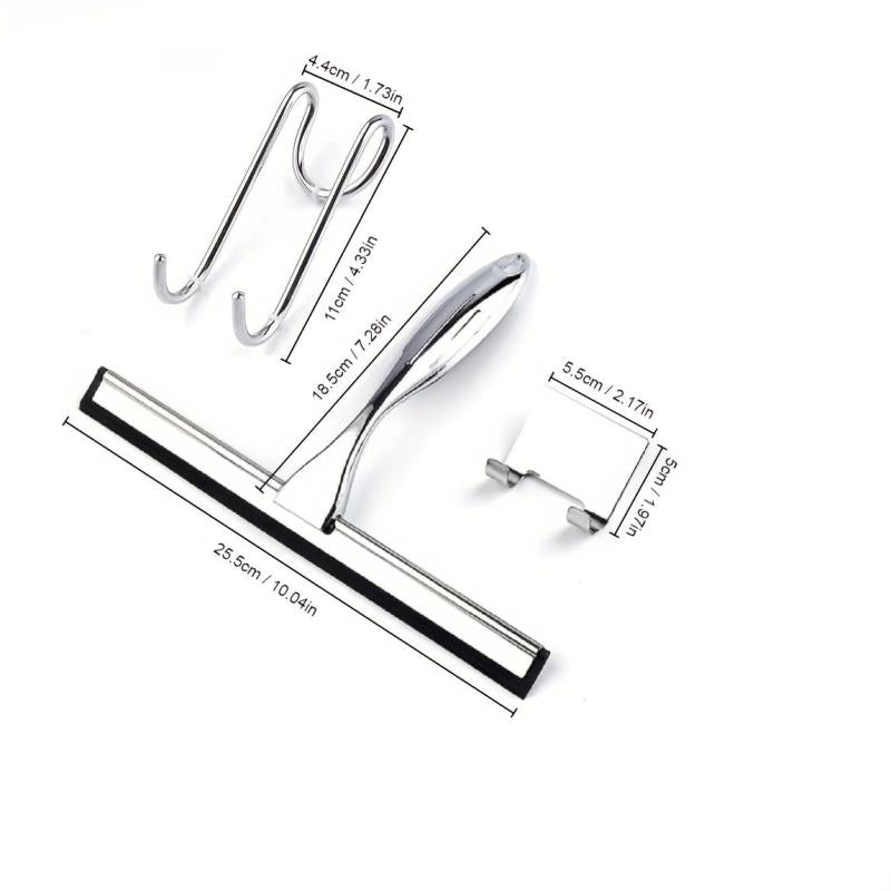 25.4cm Shower Squeegee Anti-Slip Handle Stainless Bathroom Squeegee