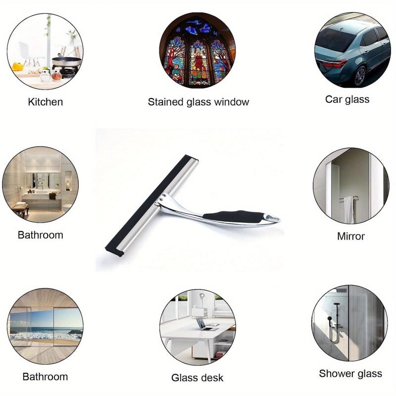 25.4cm Shower Squeegee Anti-Slip Handle Stainless Bathroom Squeegee