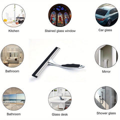 25.4cm Shower Squeegee Anti-Slip Handle Stainless Bathroom Squeegee