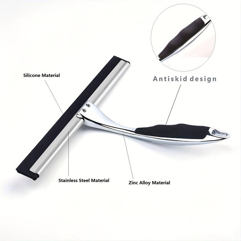 25.4cm Shower Squeegee Anti-Slip Handle Stainless Bathroom Squeegee