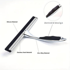 25.4cm Shower Squeegee Anti-Slip Handle Stainless Bathroom Squeegee