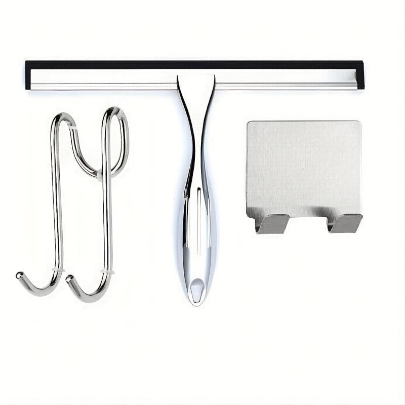 25.4cm Shower Squeegee Anti-Slip Handle Stainless Bathroom Squeegee