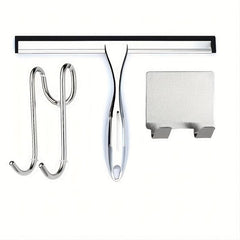 25.4cm Shower Squeegee Anti-Slip Handle Stainless Bathroom Squeegee