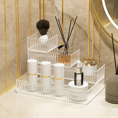 Transparent Cosmetic Storage Box with Shelf