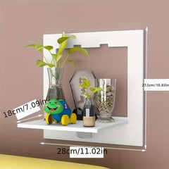 PVC Wall Mounted Makeup Organizer Hanging Shelf for Cosmetics Storage