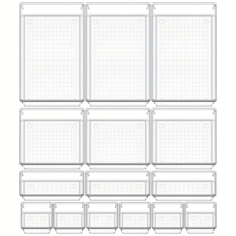 15Pcs Bathroom Drawer Tray Dividers Set Desk Organizer Plastic Vanity Trays