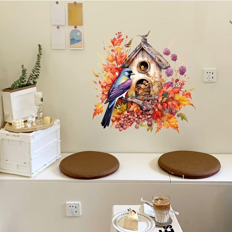 Bird and Flower Toilet Stickers Bathroom Wall Decorative Tools Scenery