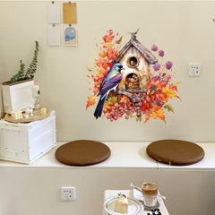 Bird and Flower Toilet Stickers Bathroom Wall Decorative Tools Scenery