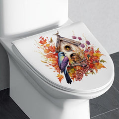 Bird and Flower Toilet Stickers Bathroom Wall Decorative Tools Scenery