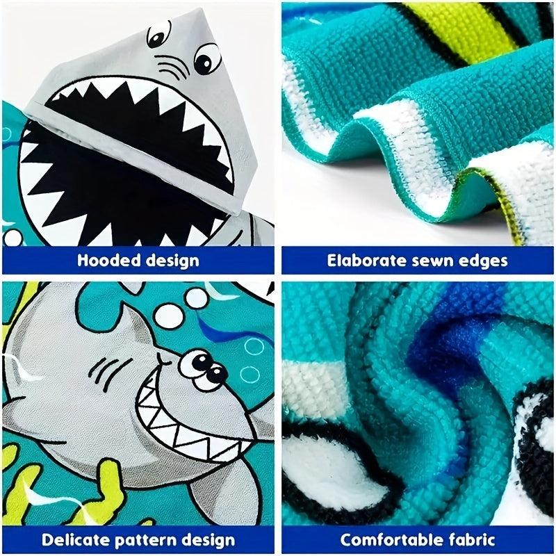 Kid's Cartoon Animals Hooded Beach Towel Soft Microfiber Towel for Bath