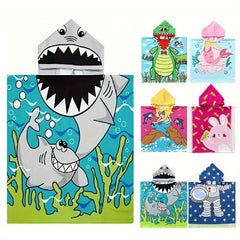 Kid's Cartoon Animals Hooded Beach Towel Soft Microfiber Towel for Bath