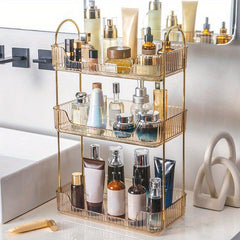 Rectangular Transparent Cosmetic Storage Rack with Metal Bracket