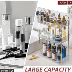 Rectangular Transparent Cosmetic Storage Rack with Metal Bracket