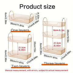 Rectangular Transparent Cosmetic Storage Rack with Metal Bracket