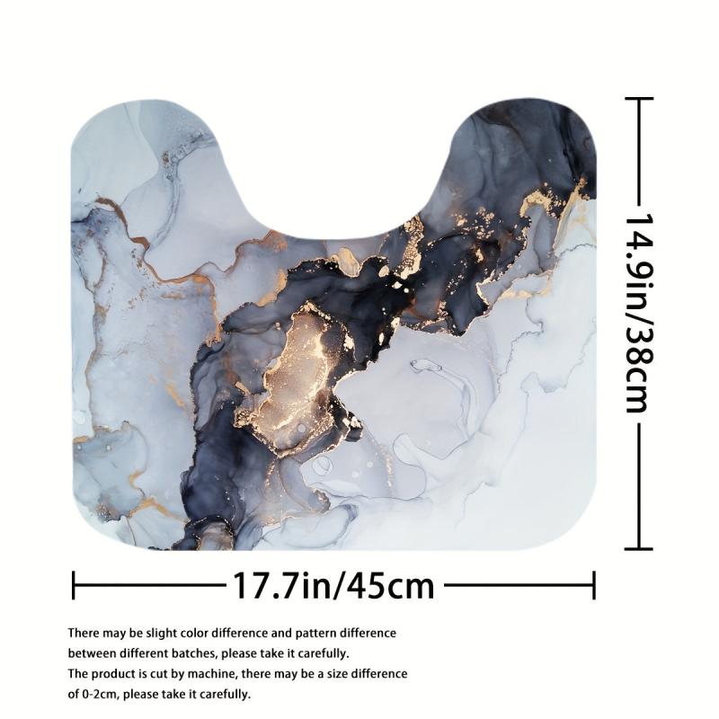 Natural Marble Pattern Bathmat Non-slip Cozy Bathroom Rug Toilet Mat