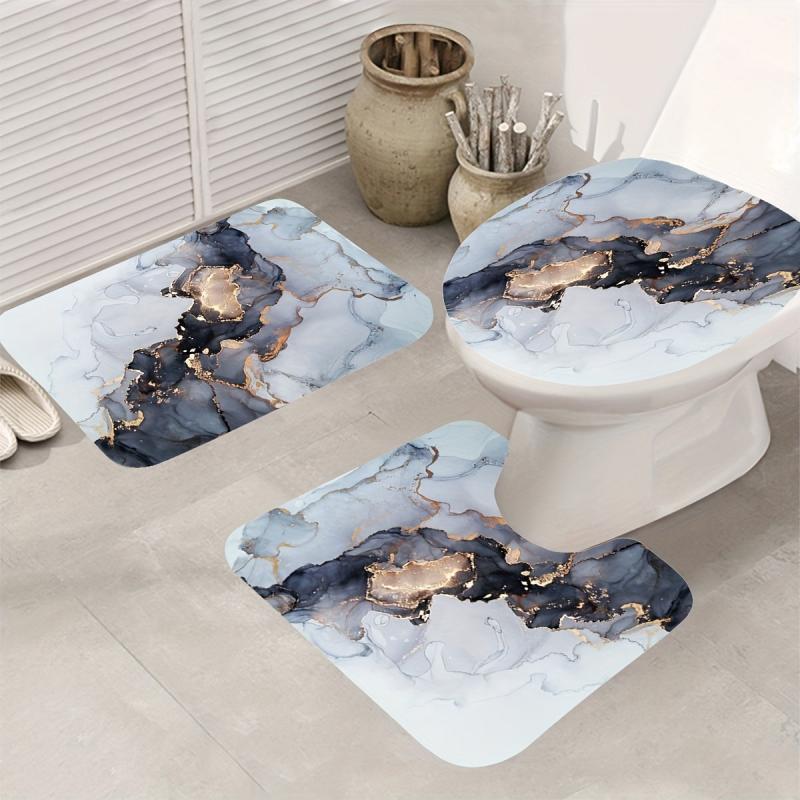 Natural Marble Pattern Bathmat Non-slip Cozy Bathroom Rug Toilet Mat