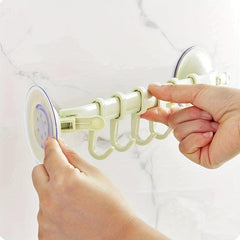 Adjustable Double Suction Cup Coat Hook Rack with 6 Hooks