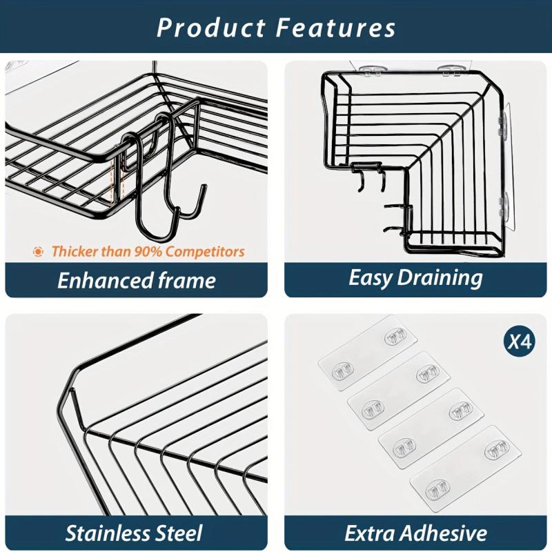 2pcs Shower Organizer Corner Caddy Stainless Steel Shower Shelf