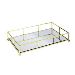 Stylish Metal Mirror Tray for Jewelry Cosmetics Organizing